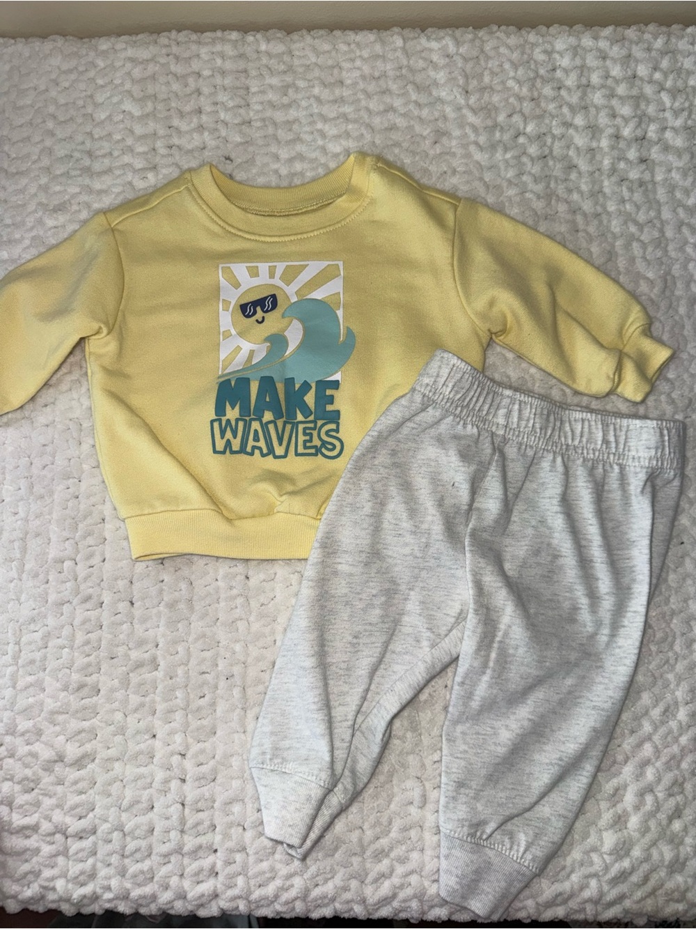 Garanimals Yellow "Make Waves" Sweatshirt with Light Gray Joggers